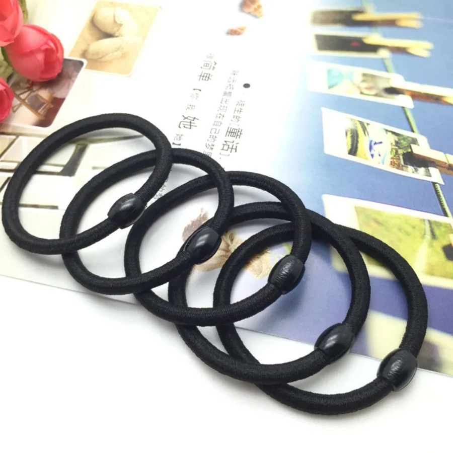 Korean style black rubber band, hair circle, thick hair tie rope, simple hair rope, hair accessories, wholesale, one-yuan store - Detail 1