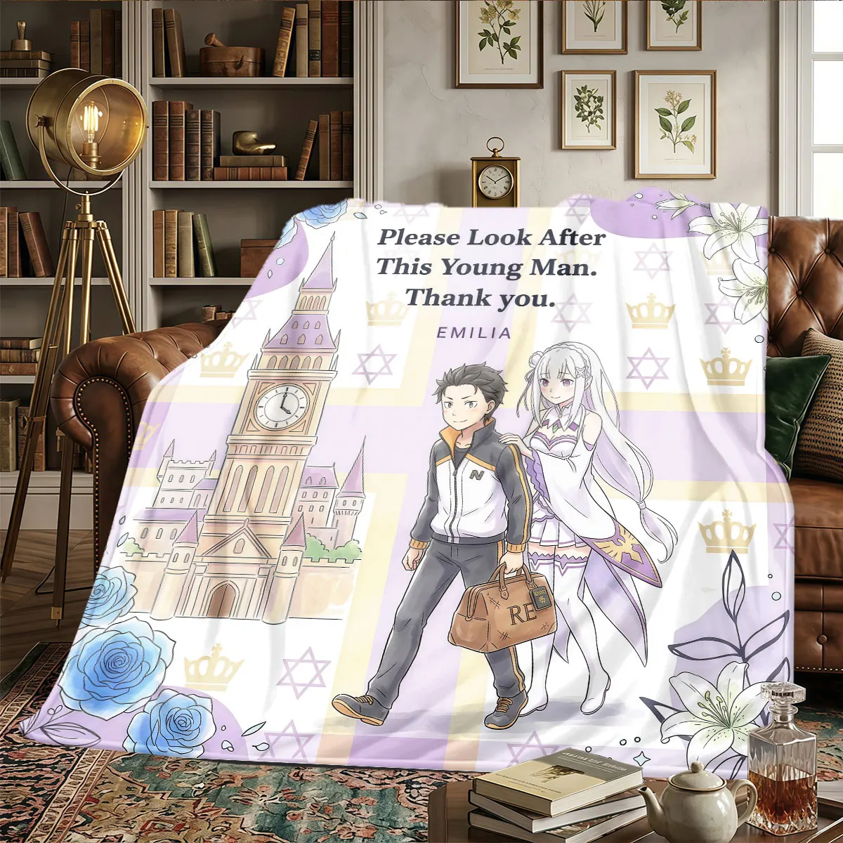 Re Zero Patterns Home Blanket Suitable For All Seasons for Naps Bedrooms Naps Warmth and Comfort Ideal Gift -HE76