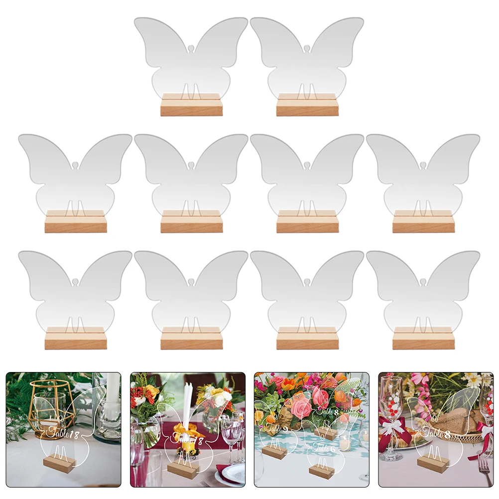 

10 Sets Acrylic Place Cards Table Seat Plate Child Butterflies Sign Numbers Plaque Blank Seating Chart Wedding Reserved Signs