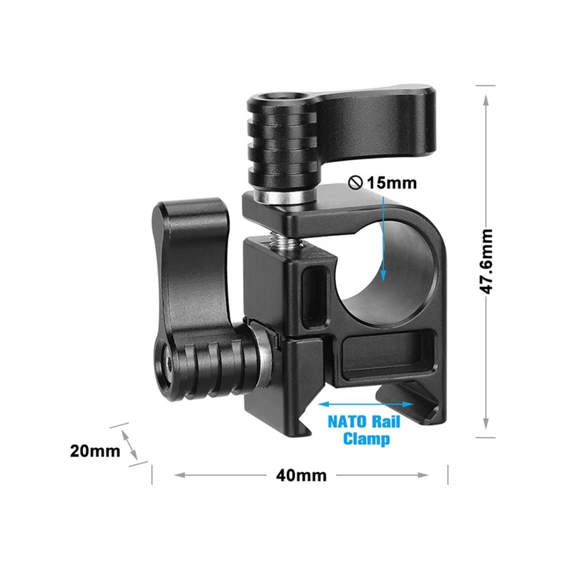 DSLRカメラ用シングルホールクランプリグ、モニタービューファインダー取り付け、クイックリリース、15mm