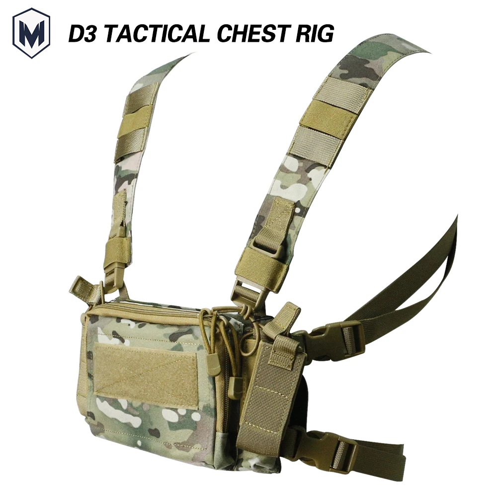 

D3 Tactical Chest Rig Vest Hunting Accessories Detachable Suspender Straps Belt Combat Vest Chest Pouch 500D Nylon