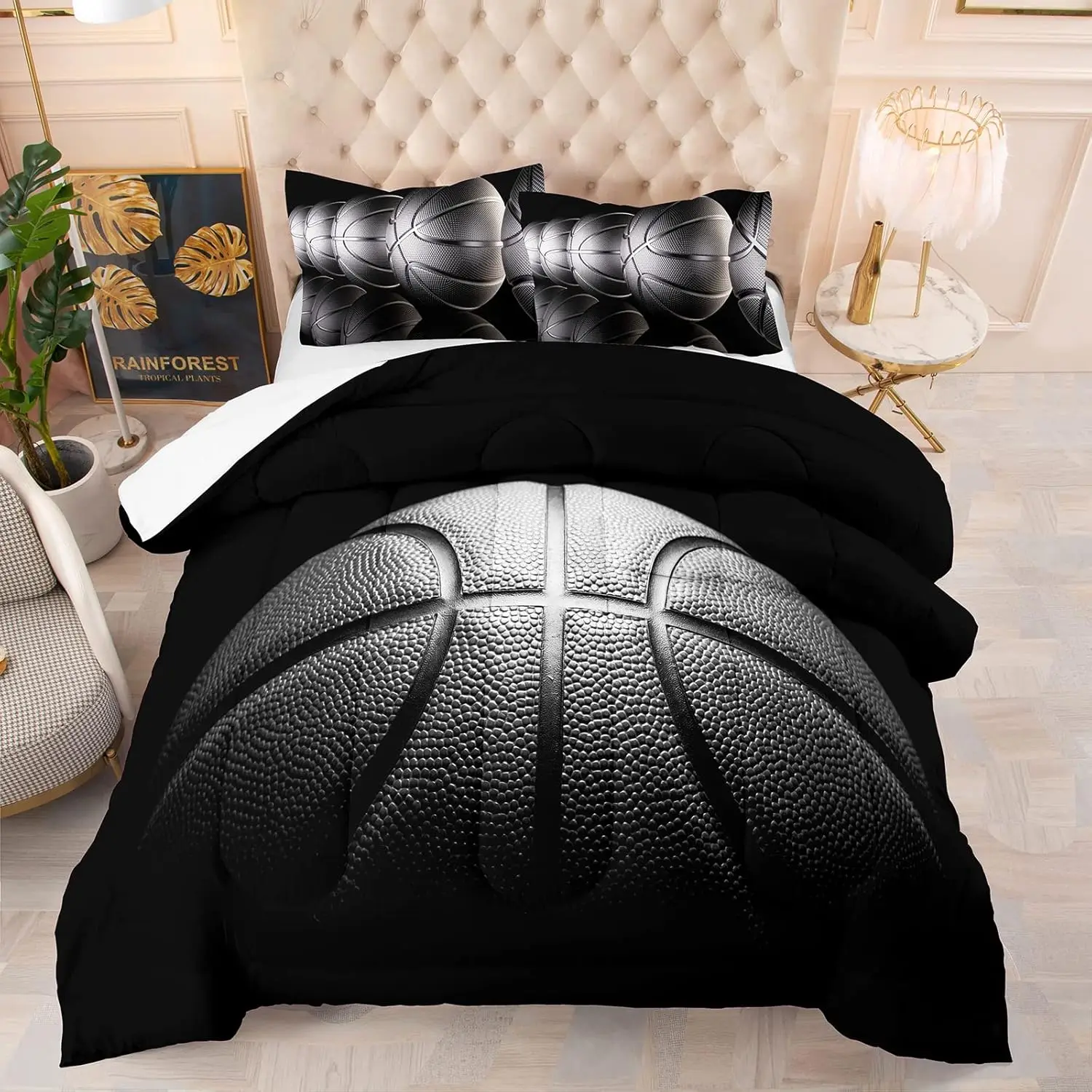 

Queen Size Basketball Bedding Set for Boys, 3-Piece Comforter with Pillowcases, Sports Theme