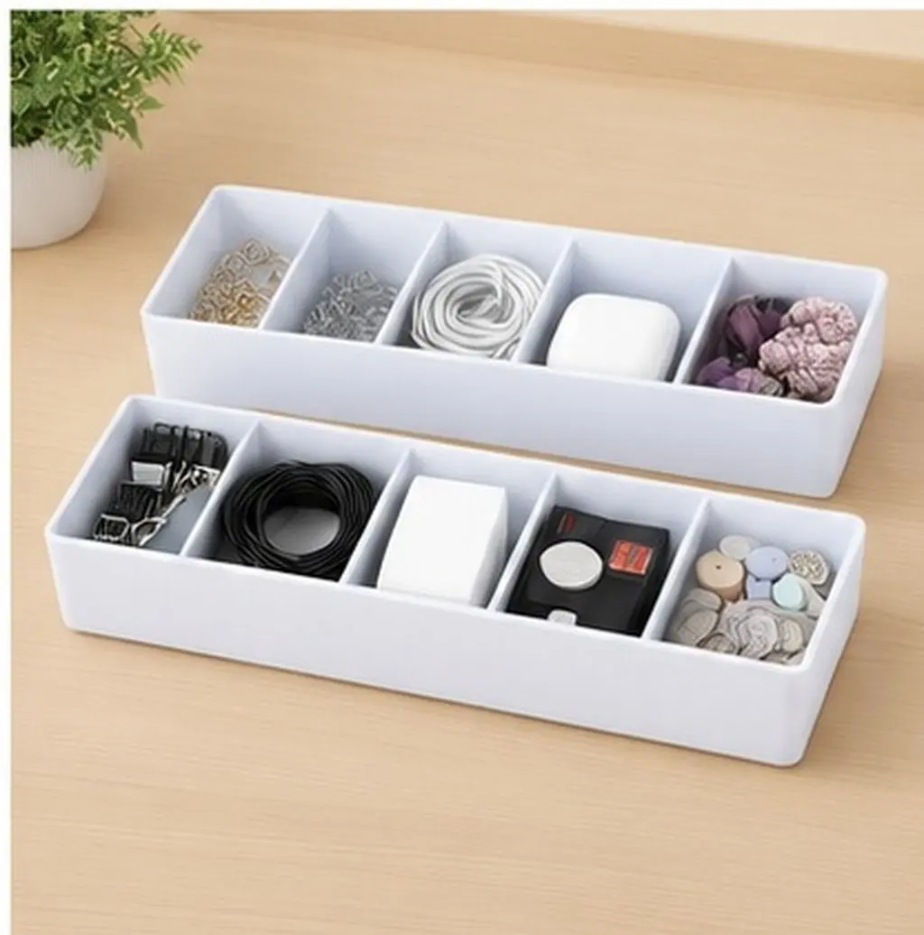 2Pcs Cash Organizer Drawer Plastic Storage Tray Removable Dividers Desktop Mail Holder Money Sorting Box Office Storage Solution
