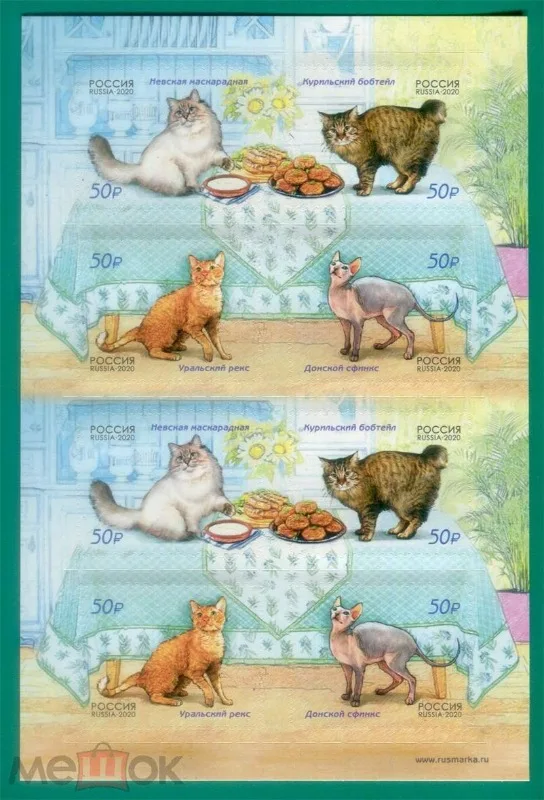 Russia, 2020, Cat, Real Original Post Stamp, MNH  (2 Sets)  E2611-2614