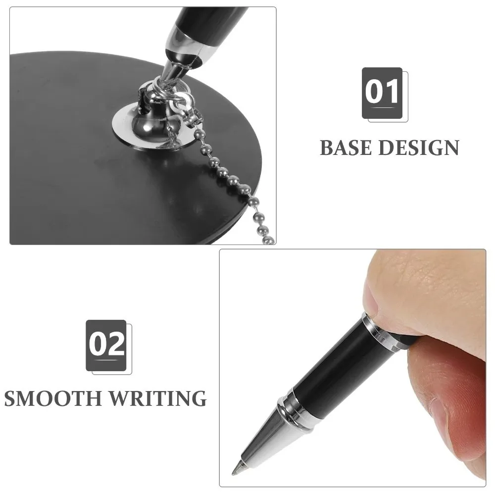 Security Design Metal Desk Pen Fixed Chain Comfort Grip Signature Pen Rotating Design Durable Sticky Desk Pen Hotel Use