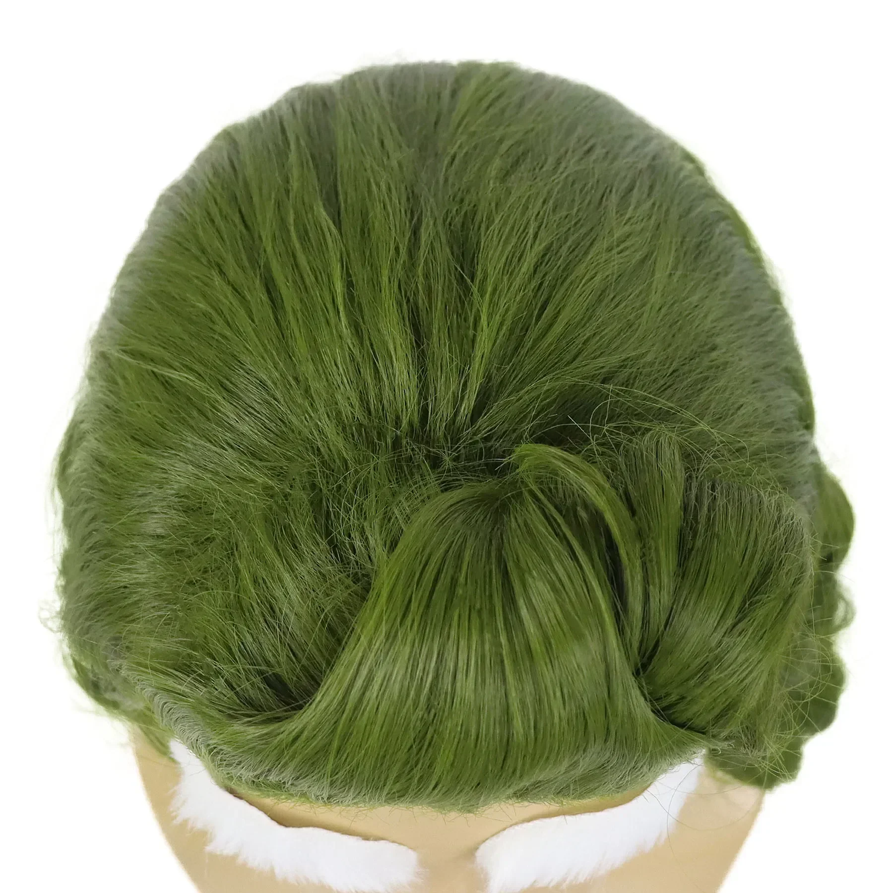 Synthetic Hair Men Short Curly Green Wig with White Eyebow Outfit Funny Cosplay Wigs Halloween Party Wonka Costume Dress Up Wig