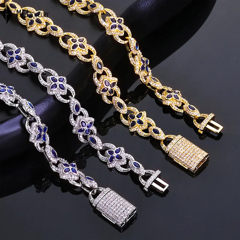 Hip hop Four Leaf Clover Necklace Trendy Creative Eye 8-Word Chain Colored Cubic Zirconia Bracelet Jewelry Set Customization view 4