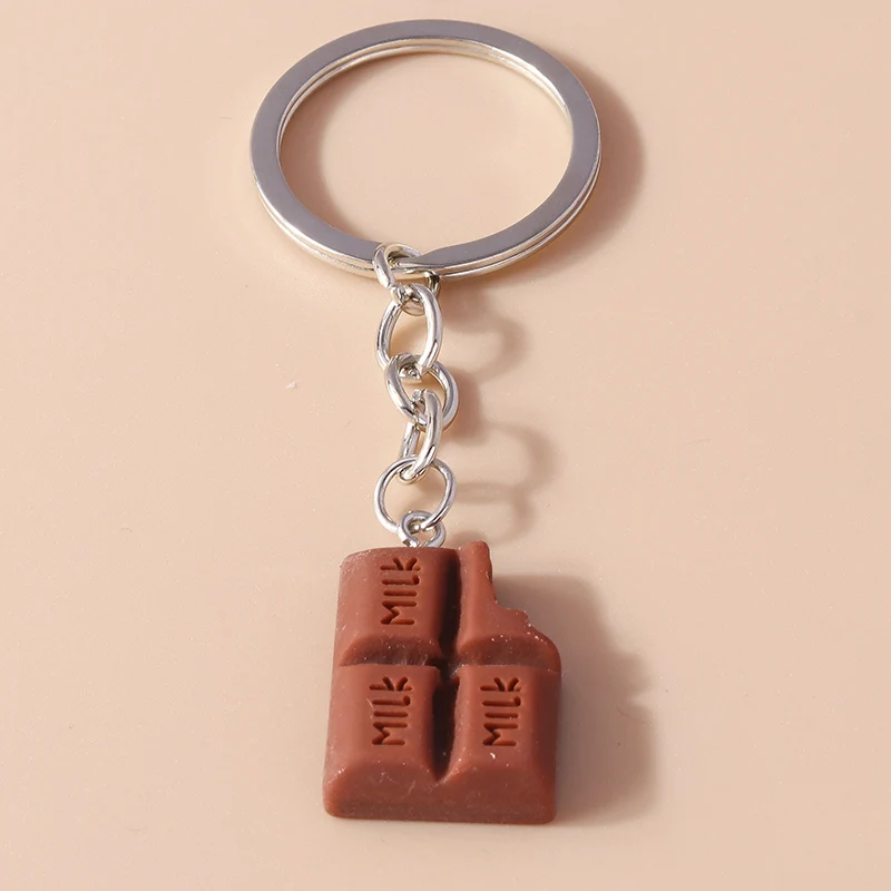 Cute Resin Simulation Food Keychain Cookies Chocolate Key Ring for Car Key Holder Handbag Pendant DIY Jewelry Gifts