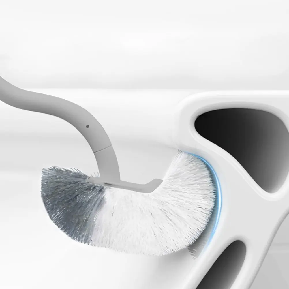 2Pcs Toilet Bowl Brush Set Curved Ergonomic Handle S-Shape Deep Cleaning Head Soft Dense Bristles for Bathroom Rim Scrubbing