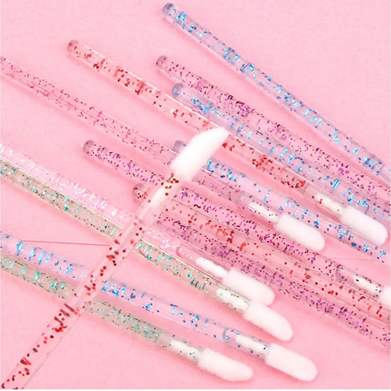 50Pcs Disposable Eyelash Makeups Brushes Lashes Extension Mascara Wands Applicators Crystal Handle Cosmetic Lip Brush