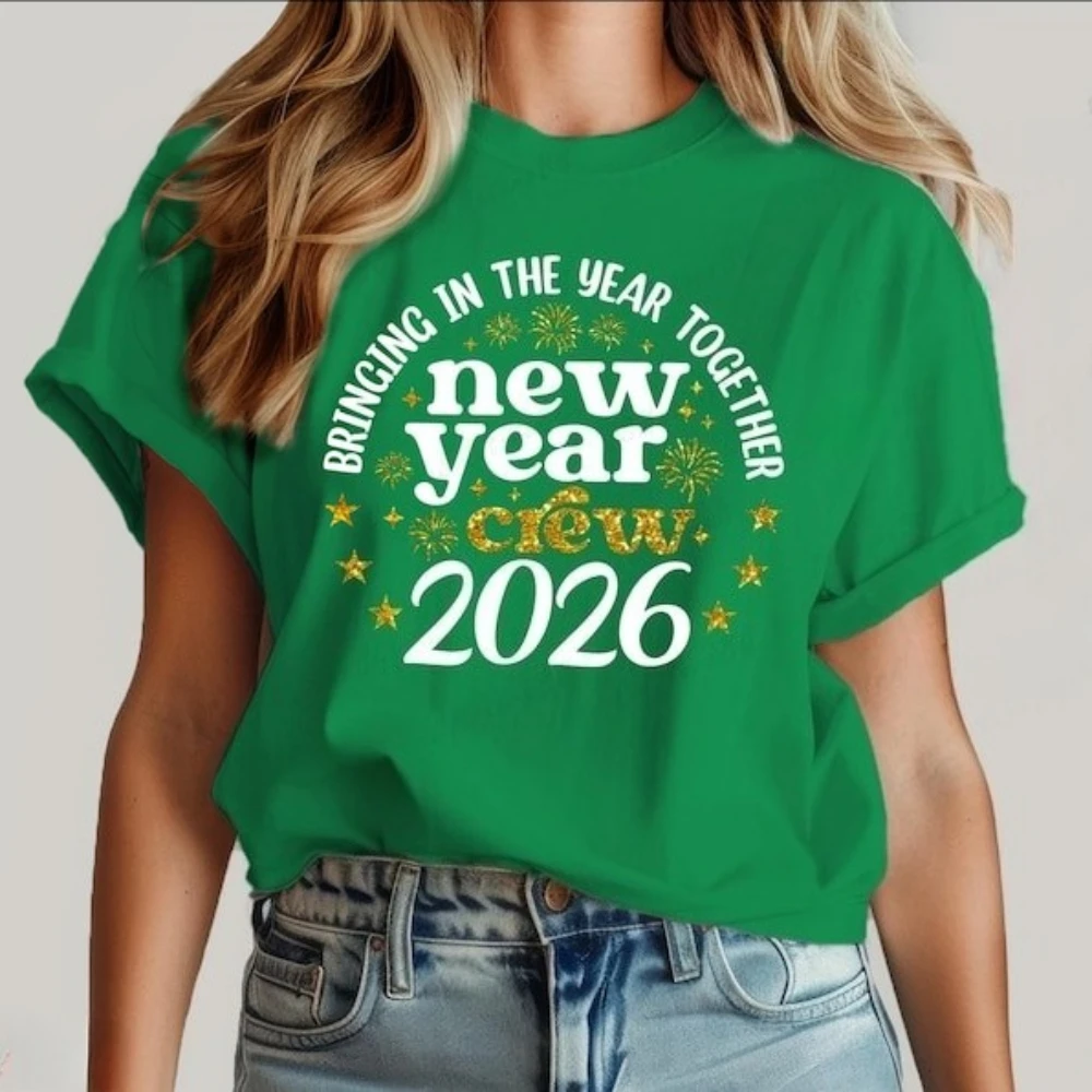 طاقم السنة الجديدة 2026 قمصان 2026 ليلة رأس السنة تي شيرت الأسرة مطابقة قميص عطلة مهرجان ملابس الحفلات الرجال النساء قطنية عالية الجودة #4