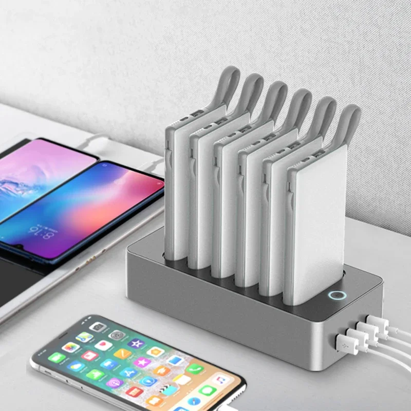 High capacity 10000mAh power bank docking station with cable restaurant business mobile phone charger shared power bank