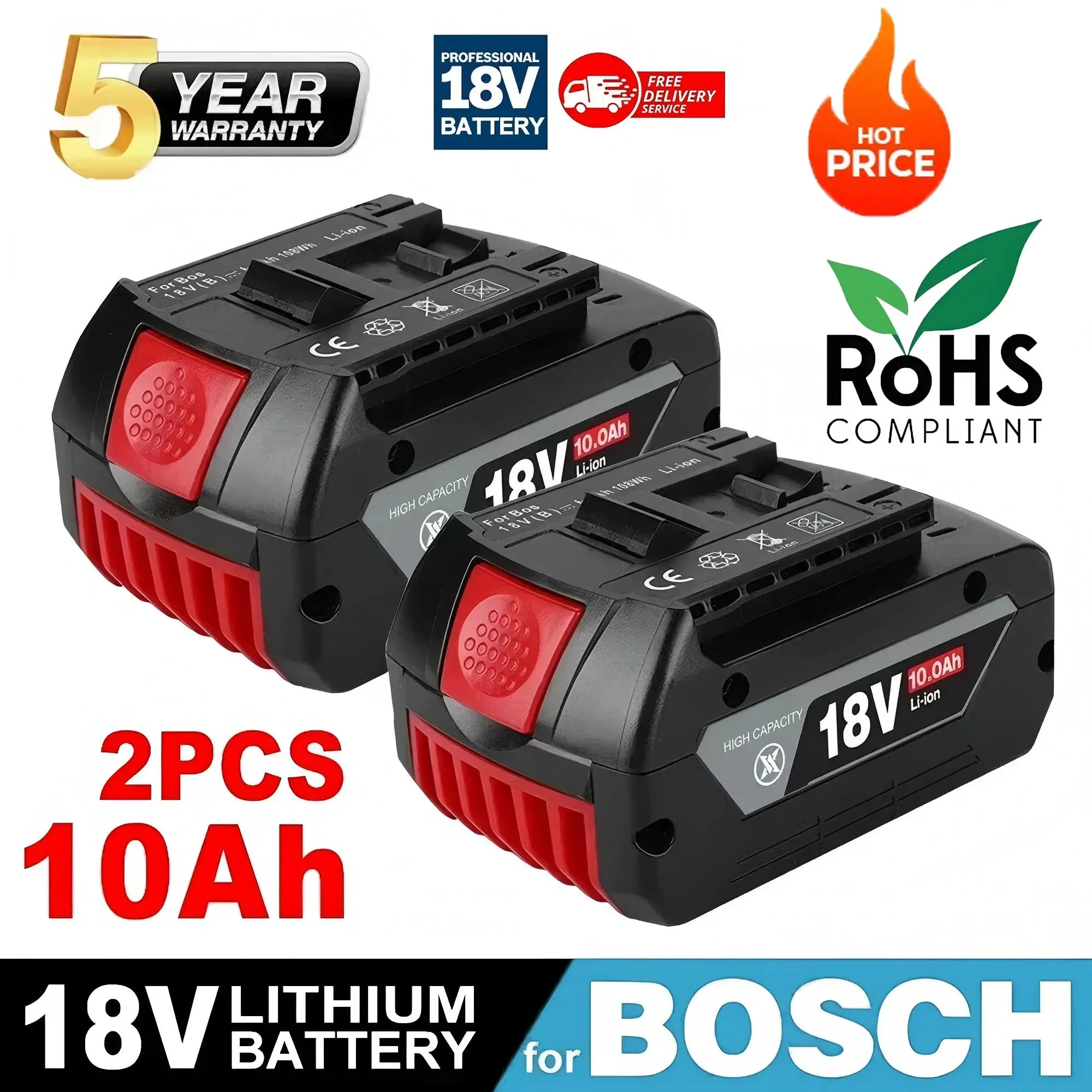 

Original For Bosch 18V 10000mAh Professional System Cordless Tool BAT609 BAT618 GBA18V 21700 Battery 18V Replacement Battery