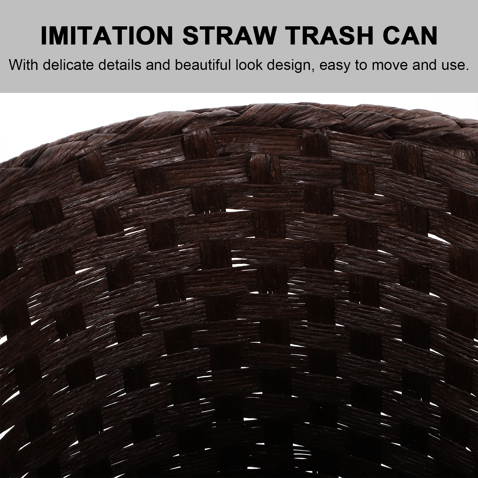 

Large Capacity Woven Straw Trash Can Storage Basket Multi-Purpose Laundry Bin For Kitchen Living Room Bedroom Office