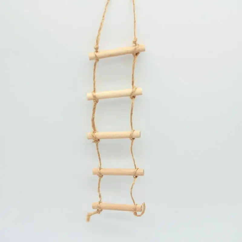 Xm1Pcs casa de muñecas Mini cuerda de cáñamo de madera escalera colgante jardinería para mascotas escena en miniatura modelo juguetes accesorios para casa de muñecas