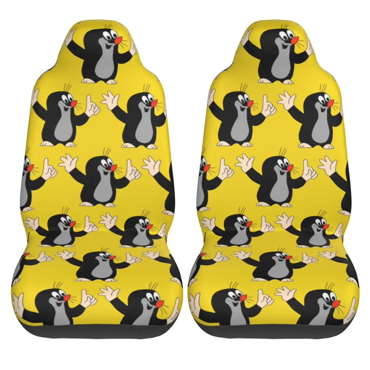 Mole Krtek Little Maulwurf Cute Cartoon Universal Car Seat Cover Protector Interior Accessories Front Rear Flocking Cushion