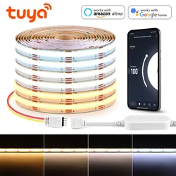 Tuya Smart WIFI COB CCT LED Strip Light DC24V 3M 5M 2700K-6500K Changeable Lamp Tape Dimmable Ribbon Work With Alexa Google Home
