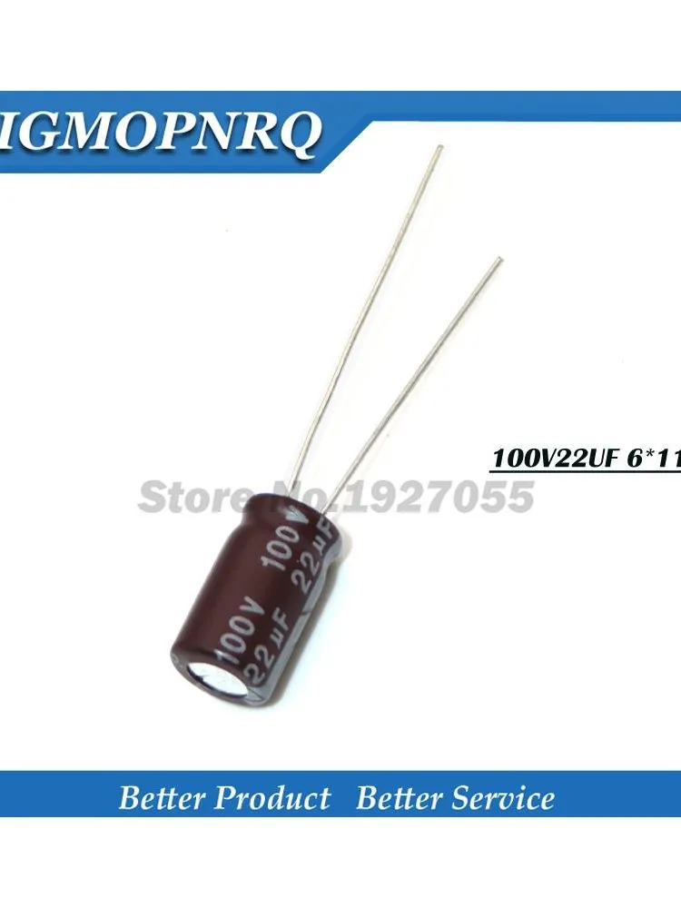 50 sztuk 6*11mm 100V22UF 22UF 100V 6x11MM 22uf100v 6*11 aluminium kondensator elektrolityczny nowy darmowa wysyłka — zdjęcie 2