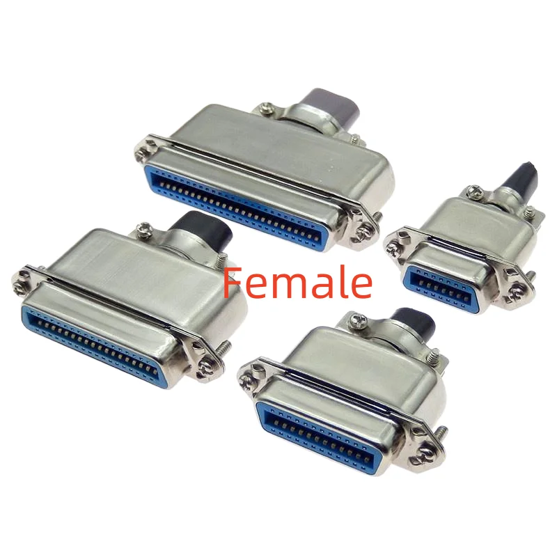3PCS 57 Series Centronics Connector Male Female CN14/24/36/50P Ribbon Computer Printer Cable Mount Adapters with Mental Cover