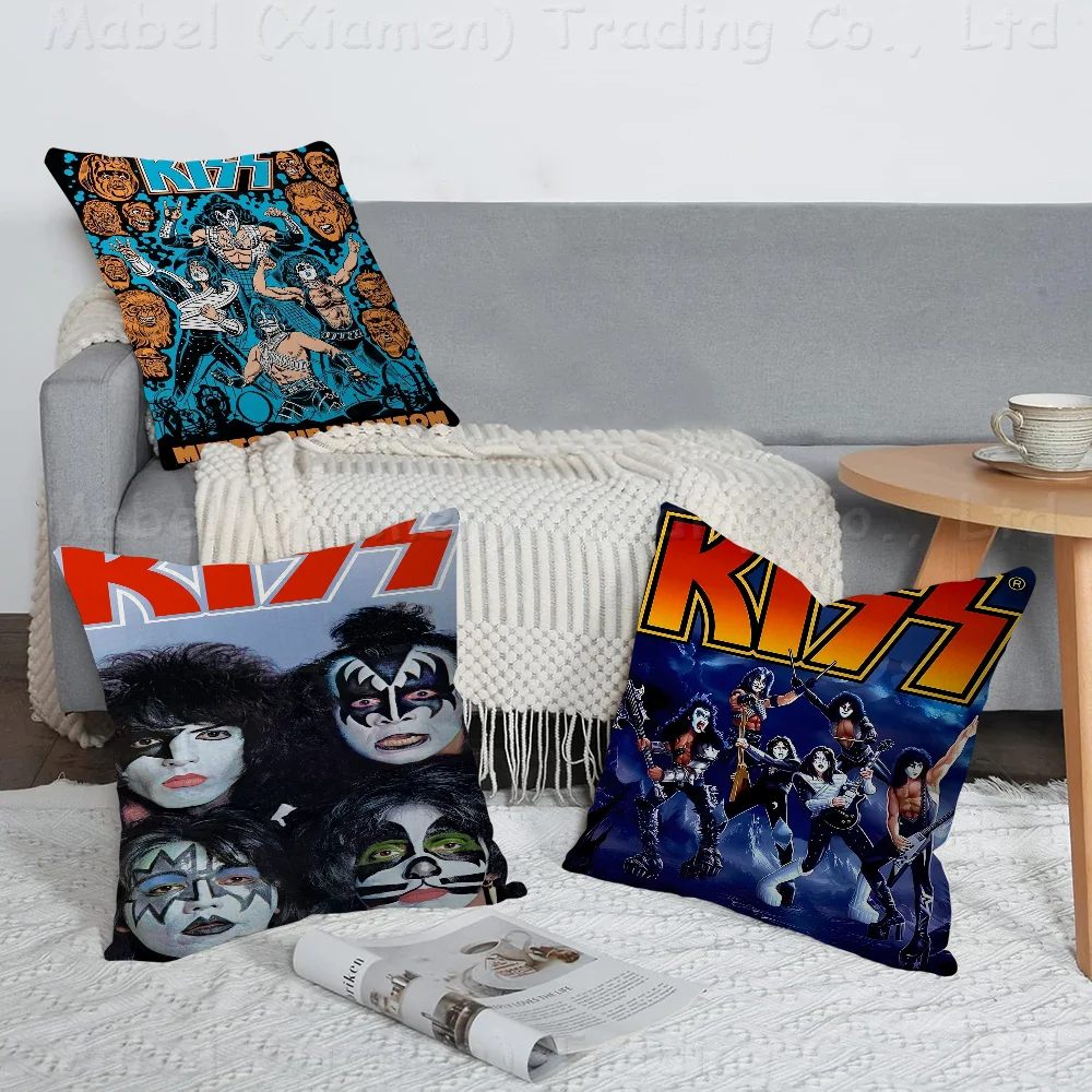 

Vintage Heavy Metal Kiss Band Decorative Room Aesthetics Pillow Case Home Decor Bedroom Sofa Bed Couch Pillow Cover 45x45