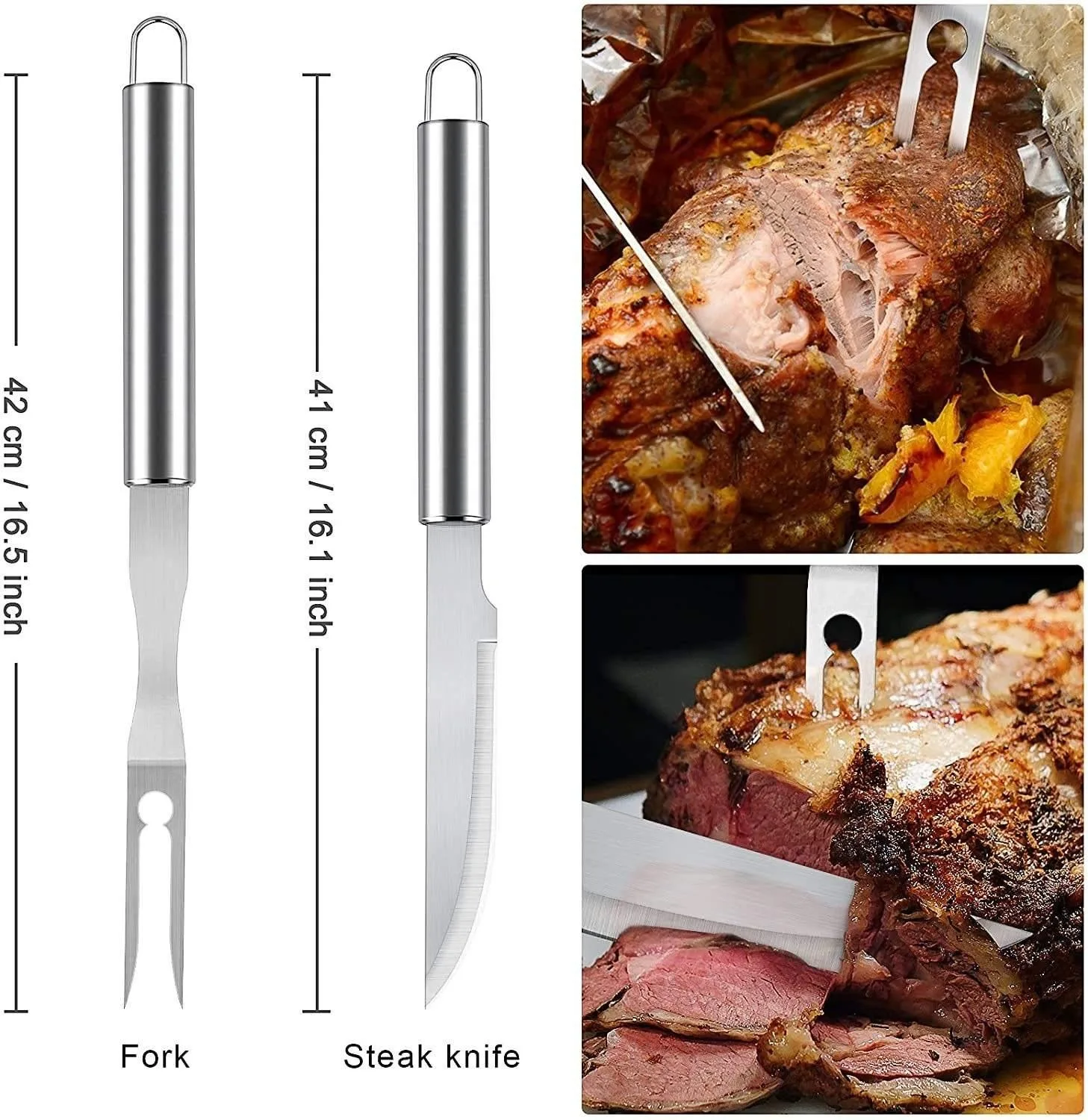 STLF15pcs أواني الشواية الفولاذ المقاوم للصدأ مجموعة أدوات شواء معدنية صغيرة الحجم بما في ذلك ملقط العصي التخييم في الهواء الطلق شواء المطبخ