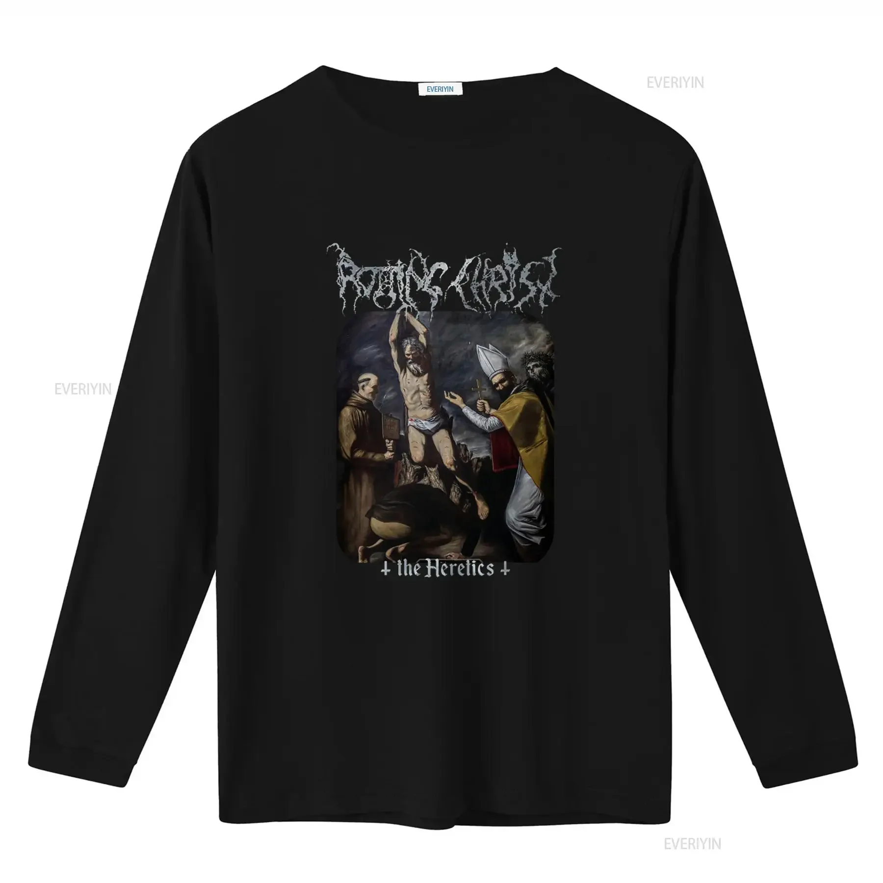 Rotting Christ The Heretics Print Rock Band Tour T Shirt for  vintage Washed Stretched homme fashion Comfortable Versatile