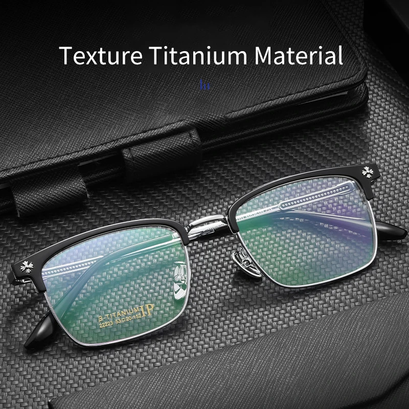 KatKani Fashion Retro Men's Glasses Titanium Alloy Optical Prescription Eyewear Ultra-light Trendy Handsome Eyeglasses Frame 23T