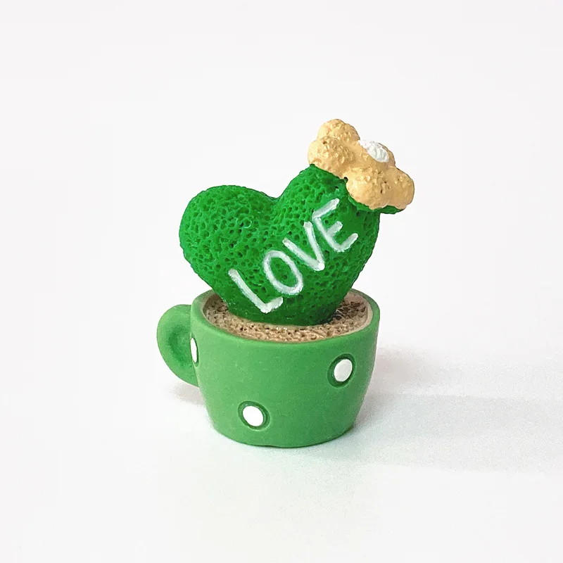 1 Set of 4 Resin Succulent Cactus Mini Green Plant Cute Shaking Head Spring Car Console Accessories Ornament Interior Decoration