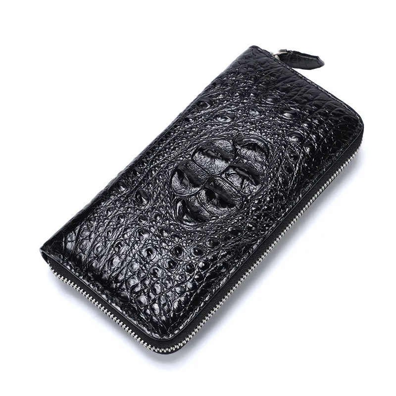 Siamese Large Leather Wallet Men's Long Crocodile Skull Single Handle Handbag Coin Purses Holders кошелек мужской кошельки Purse