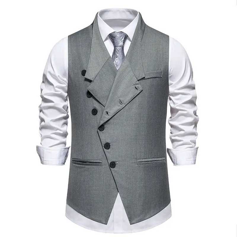 Men's Vest, Suit Vest, Spring And Summer New Style, Solid Color, European Size, Slanted Placket, Single Breasted Men's Suit Vest