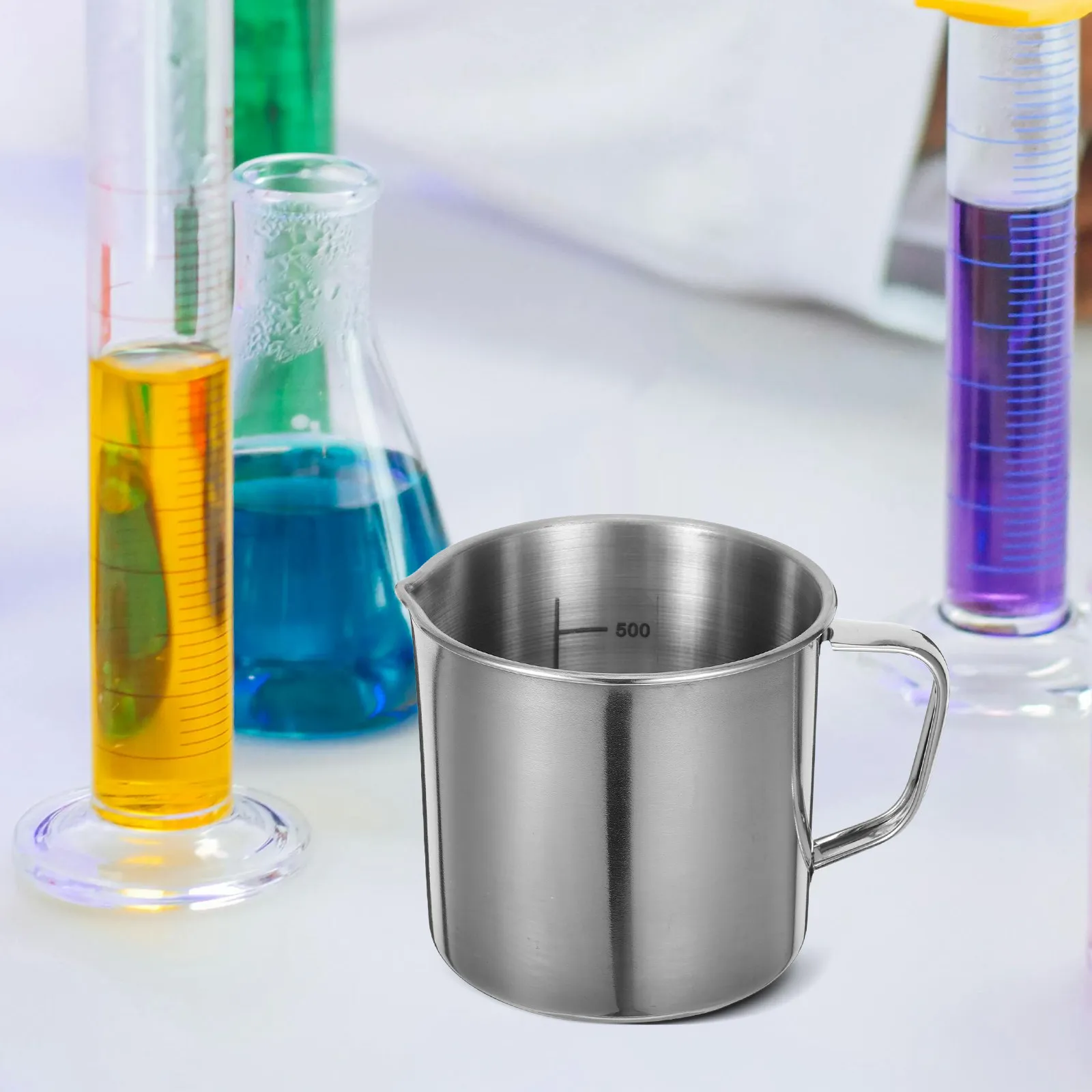 

500Ml Stainless Steel Measuring Cup Precision Graduated Scale High Contrast Readability Lab Beaker for Scientific Laboratory