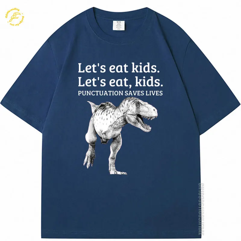 

Funny Let's Eat Kids Punctuation Saves Lives Grammar T Shirt Oversized TShirt Man Cotton 100% Men's T-Shirt Muscle Fit