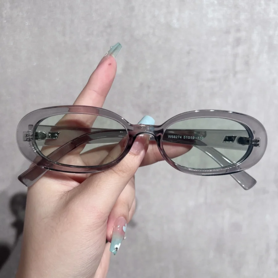 1Pc Women's Fashion Glasses New Retro Small Narrow Frame Oval Dopamine Personality Trendy Street Style Christmas Gift Daily Part image 2