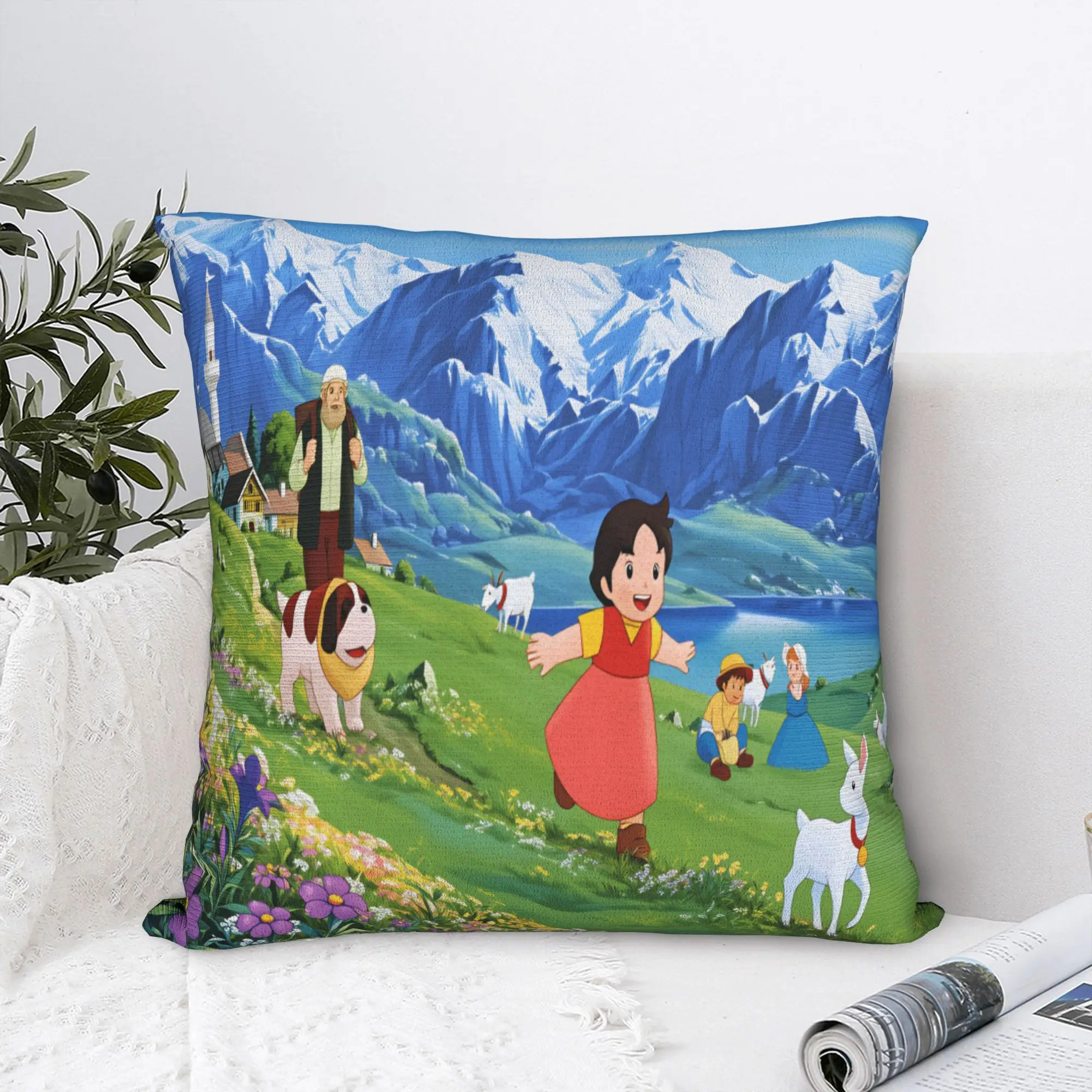 Pillow Case Heidi Peter And Grandpa Alps Comfy  Pillow Cover For Living Room Chair Retro Trendy Pillowcases