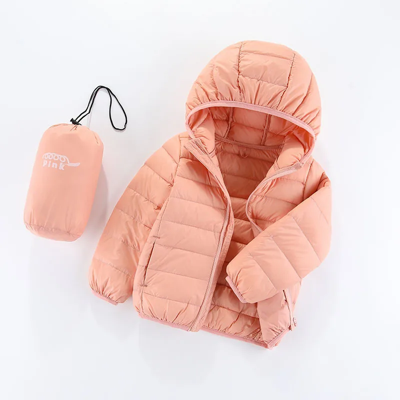 2026 New Children Down Jacket Private Baby Hooded Thin Section Down Wear children's Wear cotton-padded Jacket Pure Color Coat
