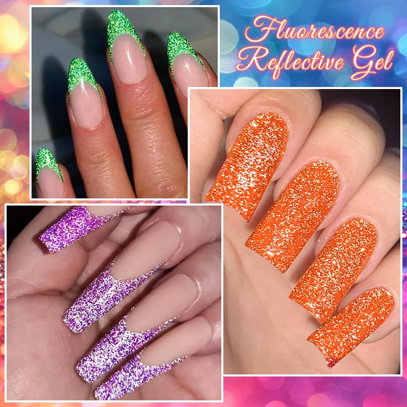 10ml MTSSII Fluorescence Reflective Glitter Gel Nail Polish Semi Permanent Soak Off UV Manicure Nail Art Varnish HEMA/TPO FREE