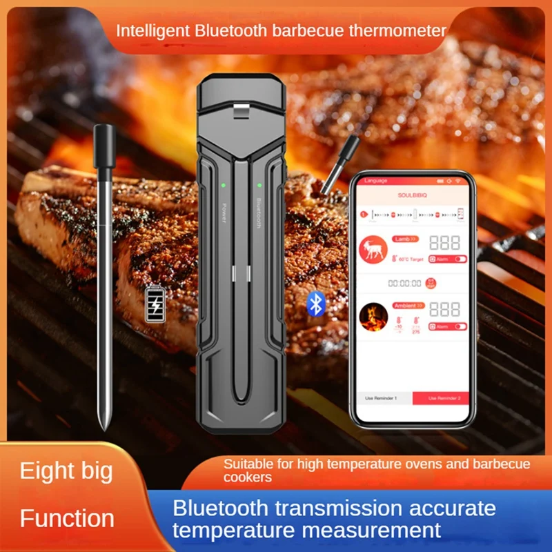 Wireless Meat Thermometer Digital Thermometer With Wireless Probe 800Ft Remote Range Food Thermometer For BBQ, Grill Easy To Use