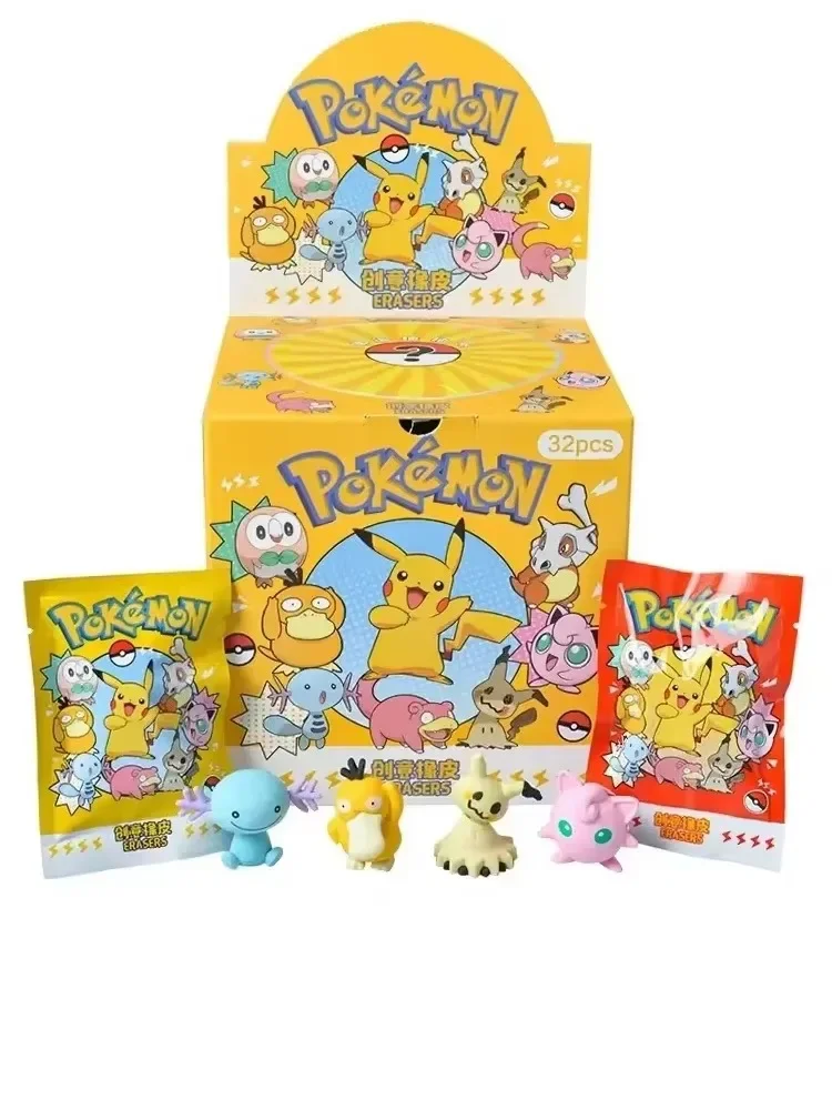 32 Stück Pokemon Pikachu Radiergummi-Überraschungsbeutel, Niedliche Cartoon-Sammler-Radiergummis, Lustige Überraschungs-Schreibwaren & Schüler-Belohnungsspielzeug – Detail 1