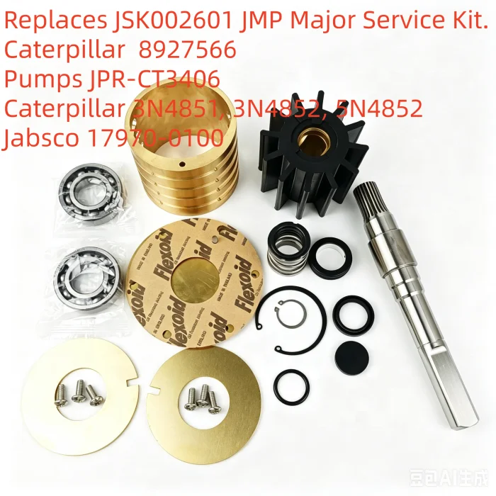 Replace JSK002601 JMP Marine CAT Major Service Kit  8927566  Pumps JPR-CT3406 Caterpillar 3N4851 3N4852 5N4852 Jabsco 17970-0100