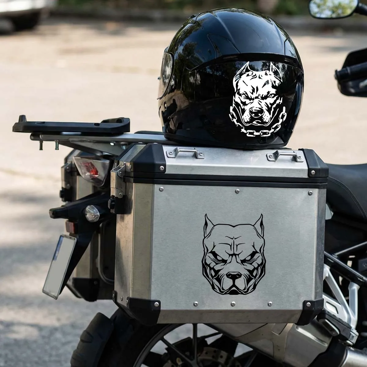 2PCS/SET Multicolor Pitbull Dog Head Stickers, Waterproof Vinyl Decals for Motorcycle Helmet & Car Decor