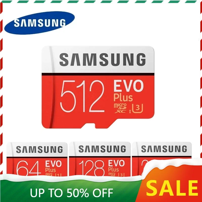 Kartu MicroSD SAMSUNG EVO Plus, UHS-I kecepatan tinggi, kartu memori Flash 100% G 32GB 64GB, kartu TF 128 gb 256G Kelas 10 512