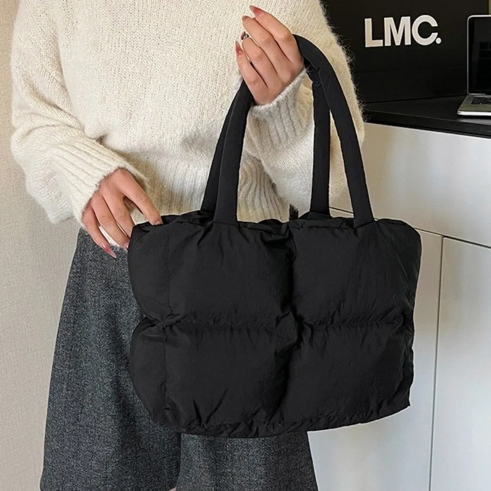 

Прочная вместительная сумка с верхней ручкой, водонепроницаемая, однотонная, с мягкой текстурой, сумка через плечо, стеганая сумка в клетку для поездок на работу