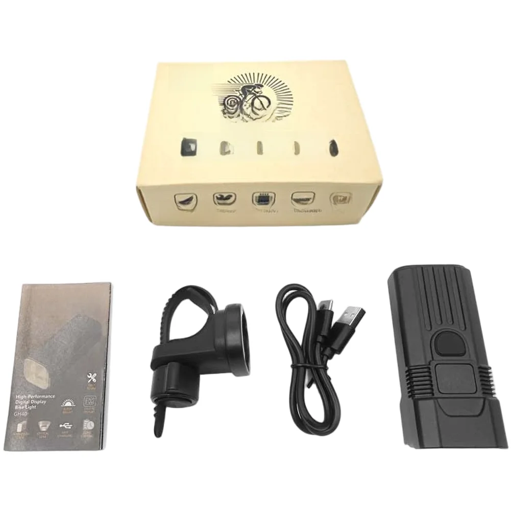 مصباح أمامي للدراجة قابل لإعادة الشحن USB-C 1200/2000 لومن، مقاوم للماء IPX5، 5 أوضاع، عرض البطارية، سبائك الألومنيوم، دعامة #2