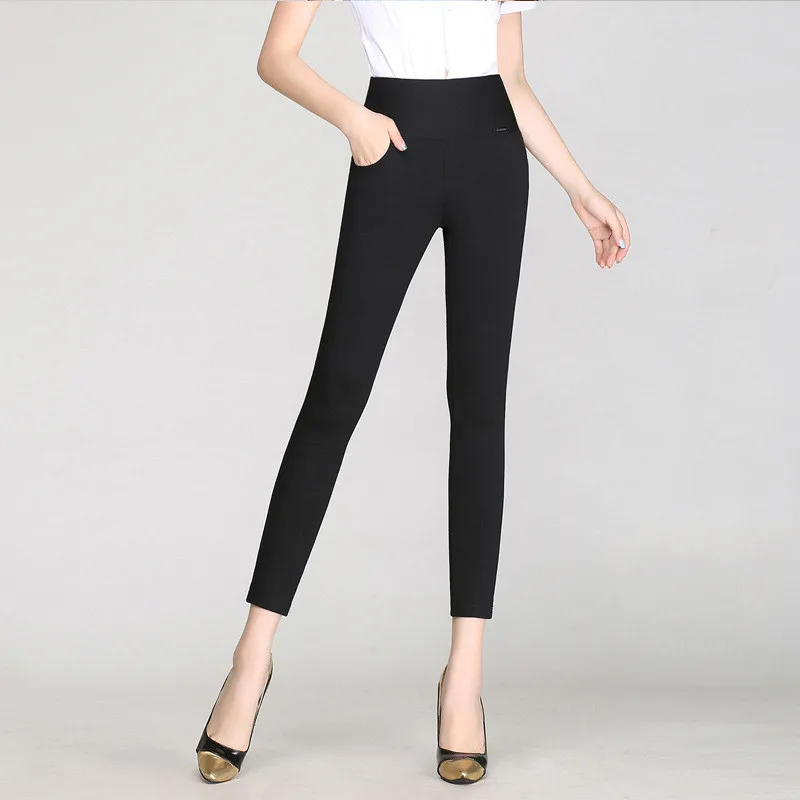 

Summer Plus Size High Waist Stretchy Ankel Length Pants Ladies Skinny Slim Trousers Black White Leggings For Female 5XL 6XL