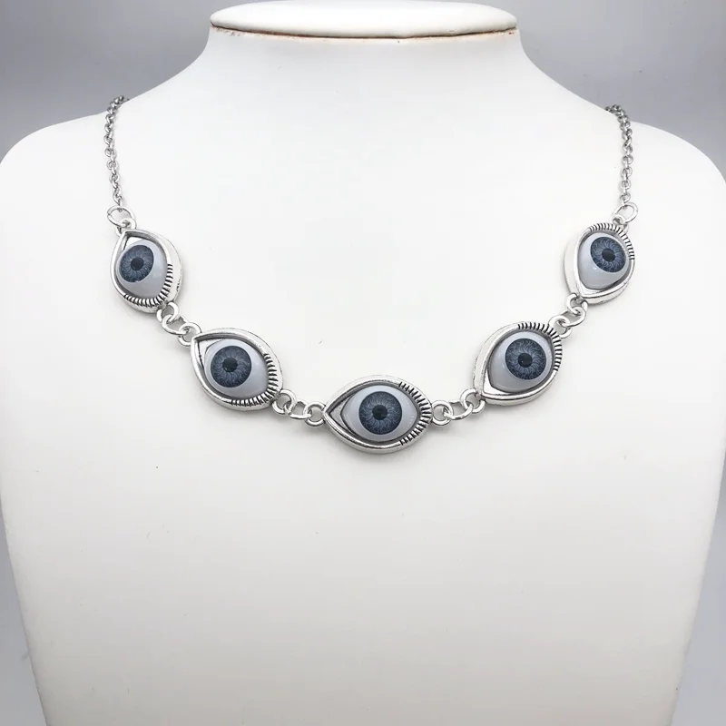 Goth Gothic Kpop Evil Eye Chain Necklace For Man Women Pendant Choker Necklace New Fashion Jewelry Vintage Punk