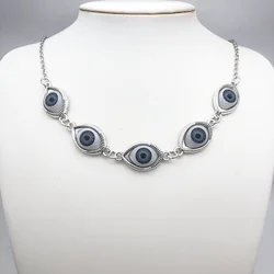 Goth Gothic Kpop Evil Eye Chain naszyjnik dla mężczyzny kobiety wisiorek Choker naszyjnik nowa biżuteria Vintage Punk