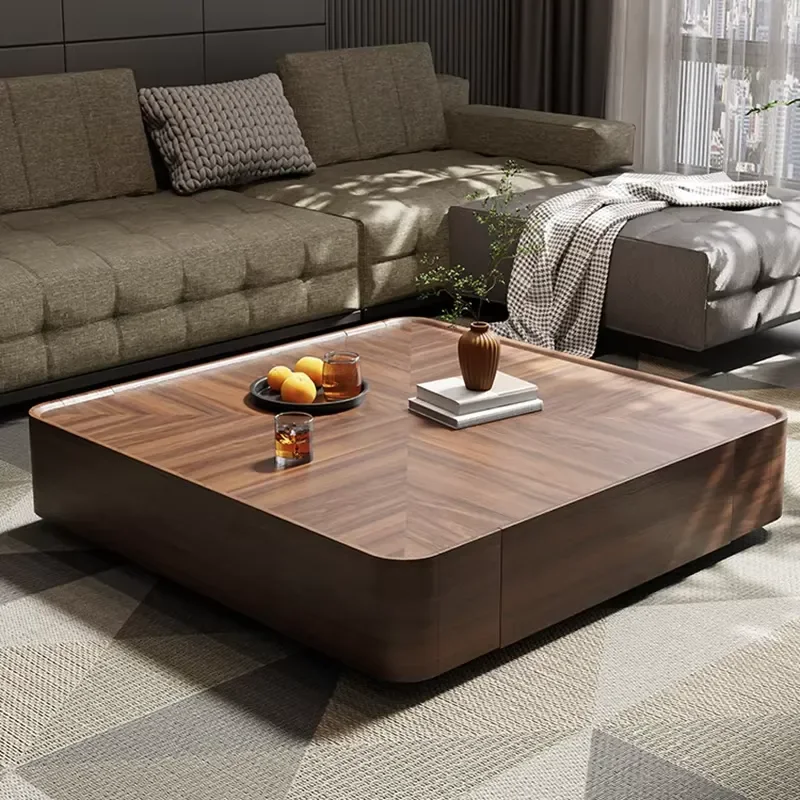 Modern Wood Coffee Table Storage Drawers Space Saving Simple Coffee Table Minimalist Center Mesa Auxiliar Living Room