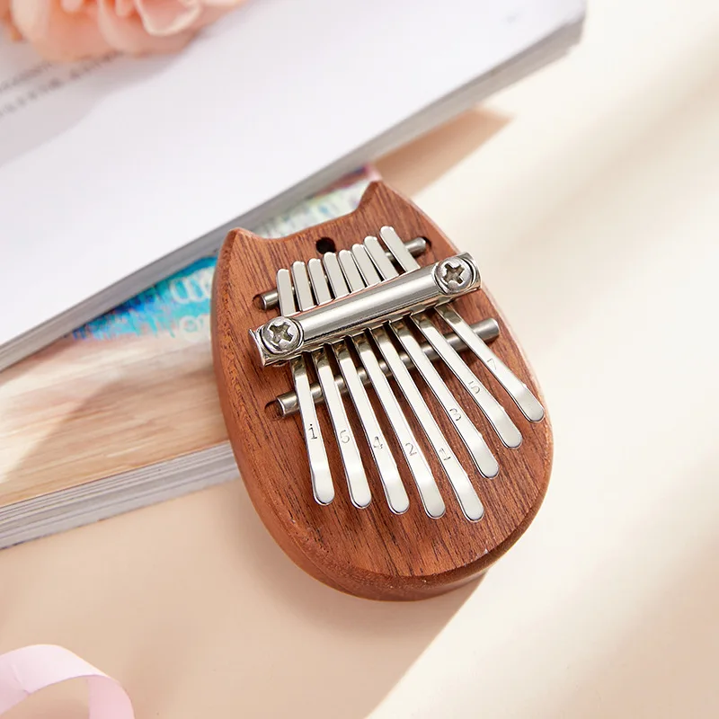 8 Key Mini Kalimba Thumb Piano Wood Metals Small Musical Instrument Pendant Mbira Gift For Adult Kids Beginner Learning