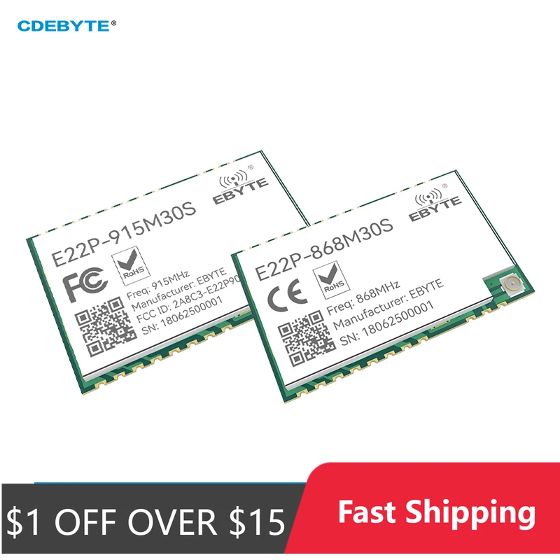SX1262 LoRa Spread Spectrum 868/915MHz Wireless Module CDEBYTE E22P Series Built-in PA+LNA+SWA ESD Protection 30dBm 12KM SPI