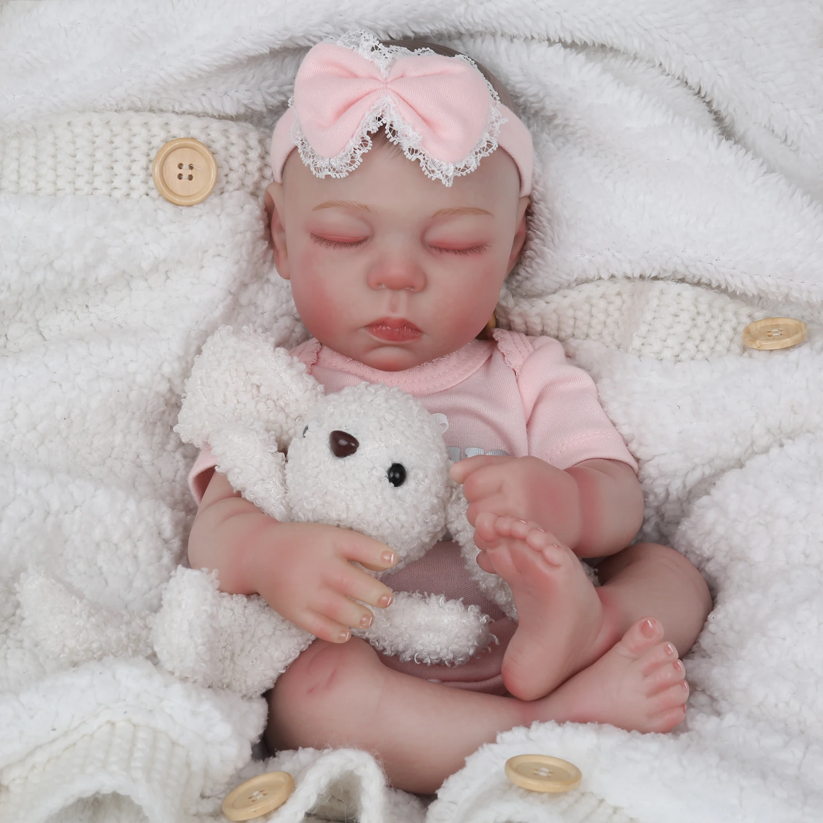 Reborn Baby Girl Doll - 18 Inch Full Vinyl Body Lifelike newborn Doll Toy for Kids 3+